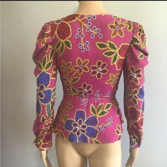 Farm Rio Wrap Long Sleeve Floral Top Size Xs - Picture 6 of 12